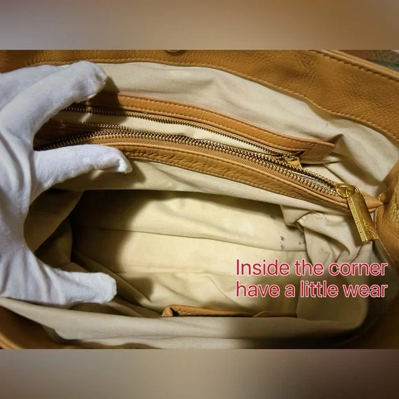 Vintage Y2K Tory Burch Tan soft Leather Tote handbag shoulder bag with scarf - Picture 17 of 17